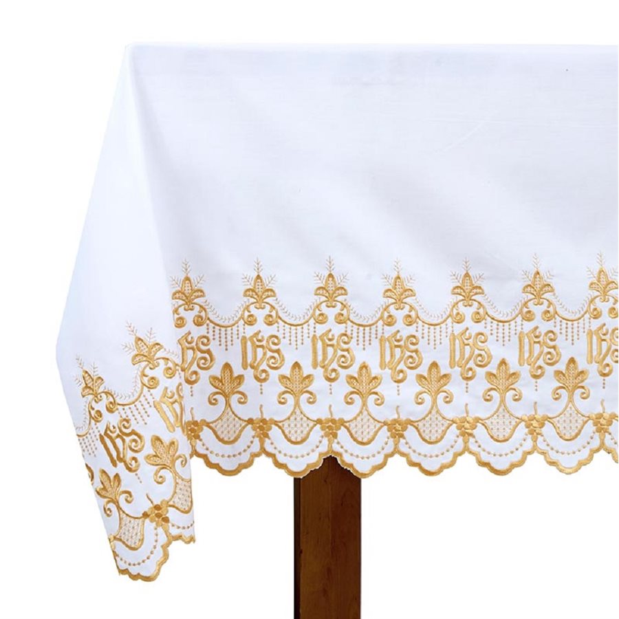 White IHS Altar Frontal, 96" x 50"