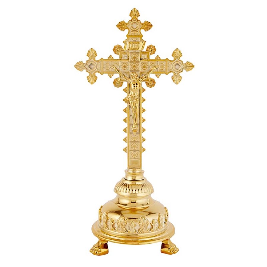 Crucifix d'autel 16 3 / 4" H. (42.5 cm) en résine galvanisée