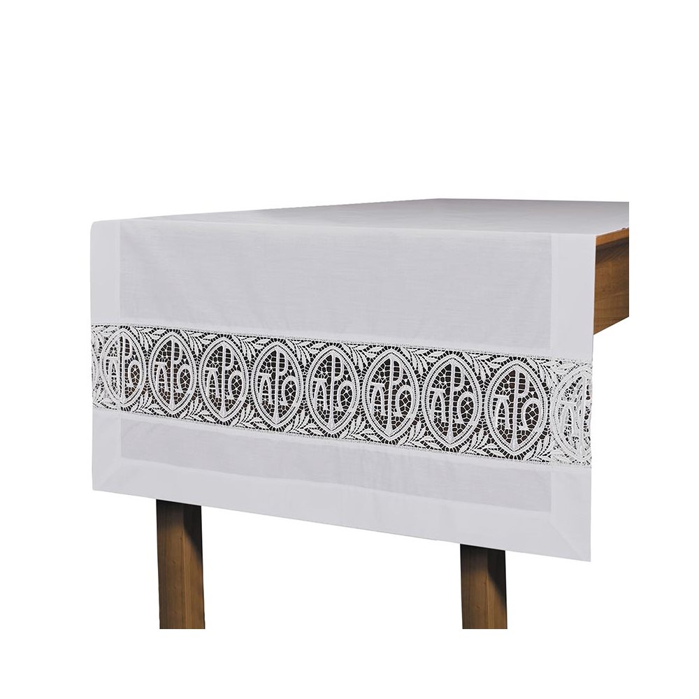 Alpha & Omega Lace Insert Altar Cloth, 75" W x 28" D