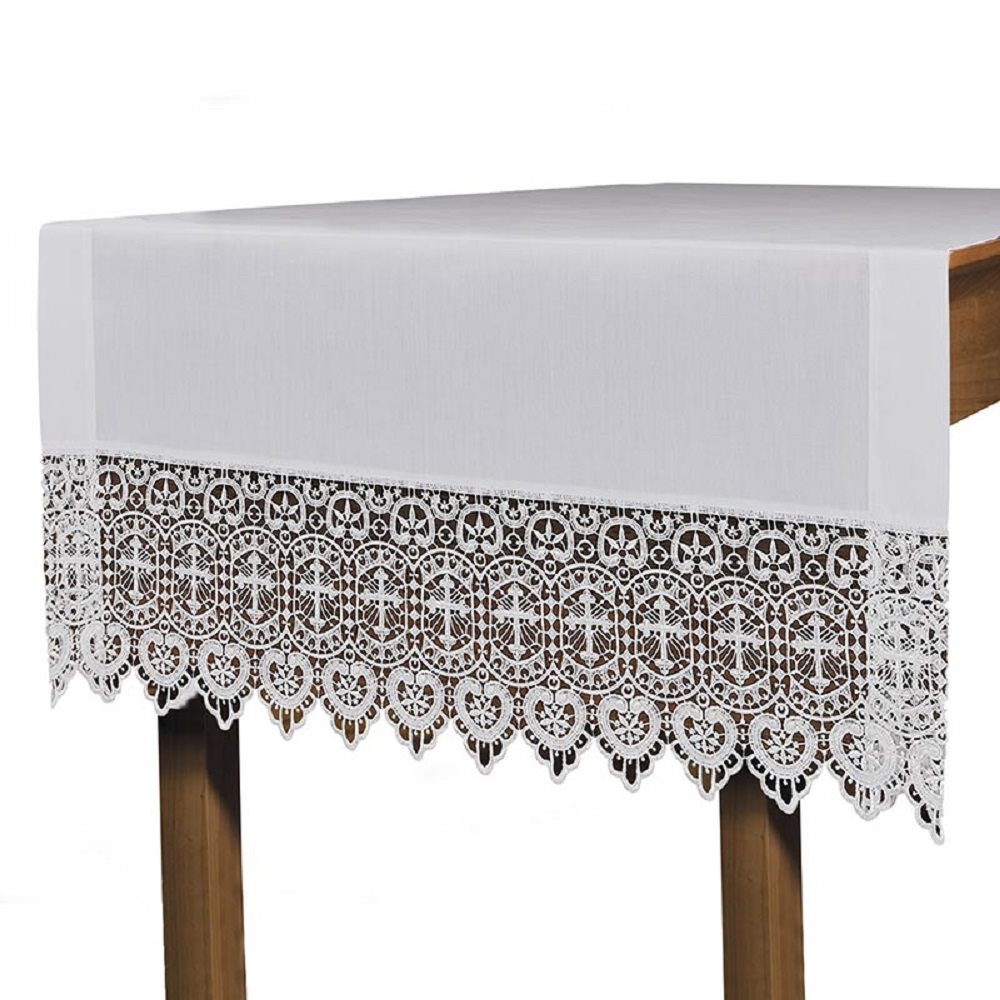 Nappe d'autel 75" x 28" (190 x 71 cm) avec dentelle