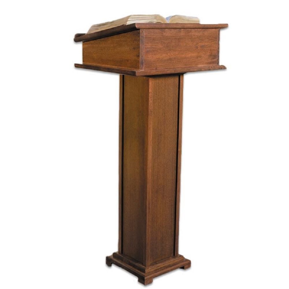 Lectern with Shelf, Walnut Stained Maple Hardwood, 43" Ht.