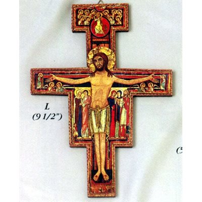 St. Damian Wood Cross, 9.5" (24 cm)