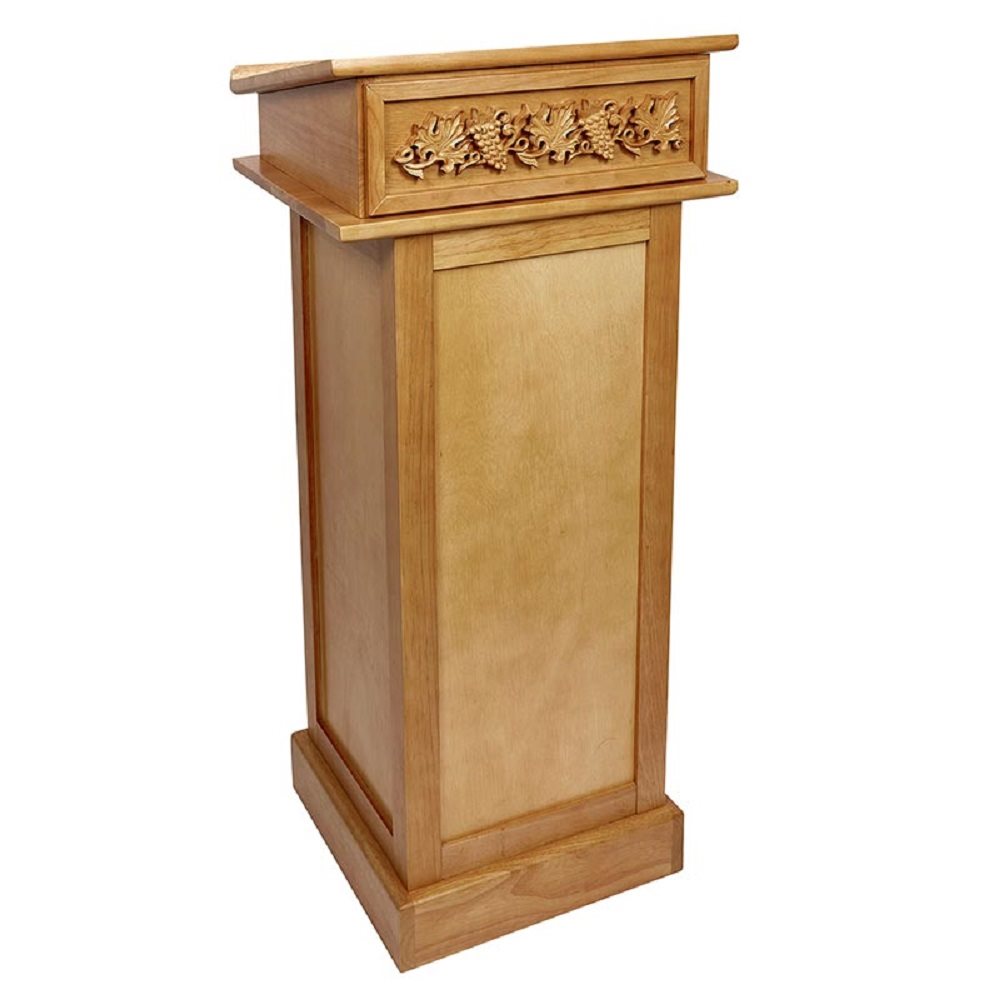 Carved Lectern - Medium Oak Stain