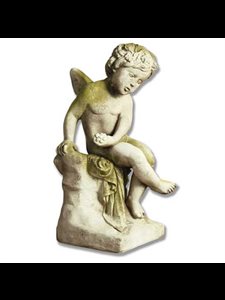 Statue Ext. Ange assis sur colonne 21" (53 cm) Ht. en FDV