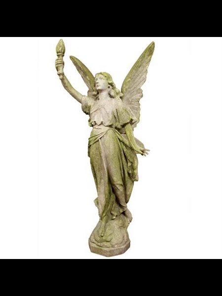 Statue Ext. Ange flambeaux droit 45" (114 cm) Ht. en FDV