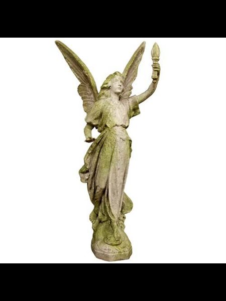 Fiber Stone Angel Of Light-Left Statue, 45" (114 cm) Ht.