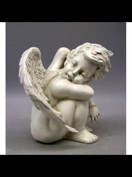 Statue Ext. Ange rêveur 12" (30.5 cm) Ht. en FDV