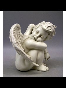 Statue Ext. Ange rêveur 12" (30.5 cm) Ht. en FDV