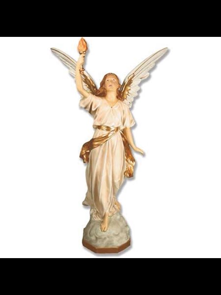 Statue Ange flambeaux droit 64" (163 cm) Ht. en FDV