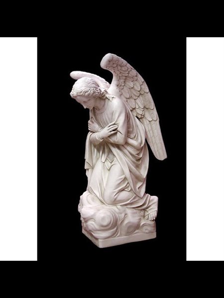 Fiberglass Adoration Kneeling Angel Outdoor Statue, 56" Ht.