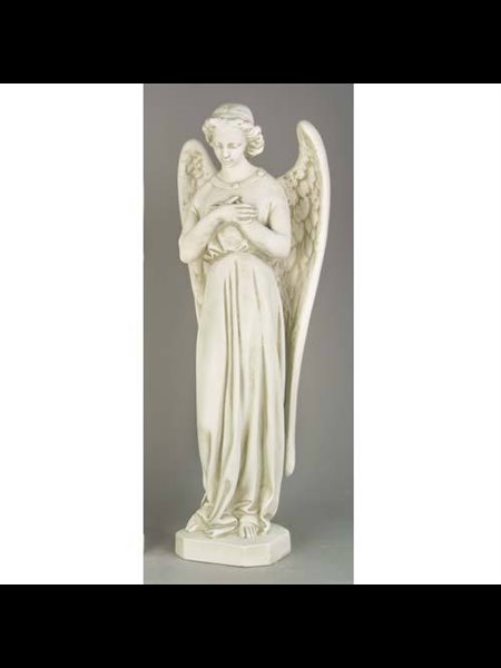 Fiberglass Outdoor Statue Angel Cari-Cross, 25" (63.5 cm) H