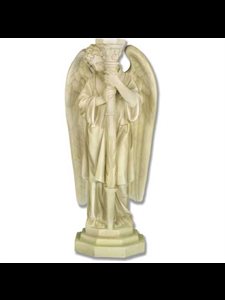 Fiber Stone Outdoor Statue Angel Candleholder-Left, 27" Ht.