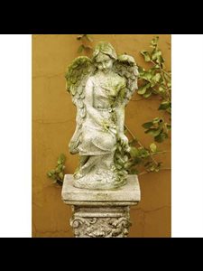 Fiber Stone Outdoor Statue Mischievious Angel, 15" (38 cm) H