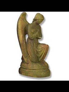 Fiber Stone Outdoor Statue Angel St. Anne Hands Cross 21" Ht