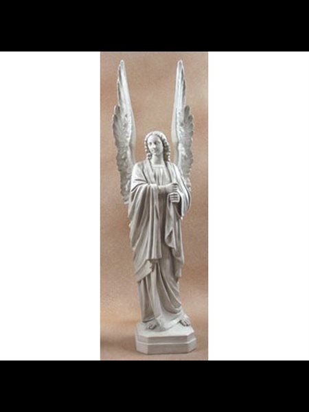 Fiberglass Cathedral Angel-Right Outdoor Statue, 89" Ht.