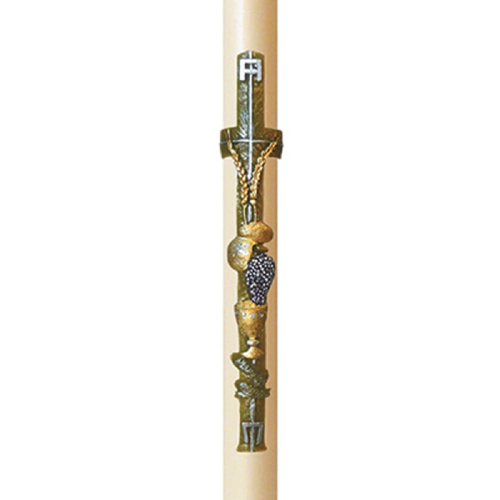 Paschal Candle 2'' x 36'' Celebration, Faith, Red