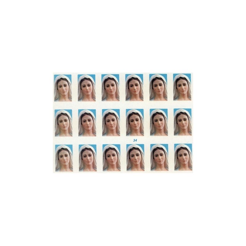 Religious Sticker Virgin Mary / Sheet of 18-pcs