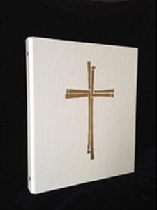 Cahier cartable de cérémonie avec croix dorée - IVOIRE