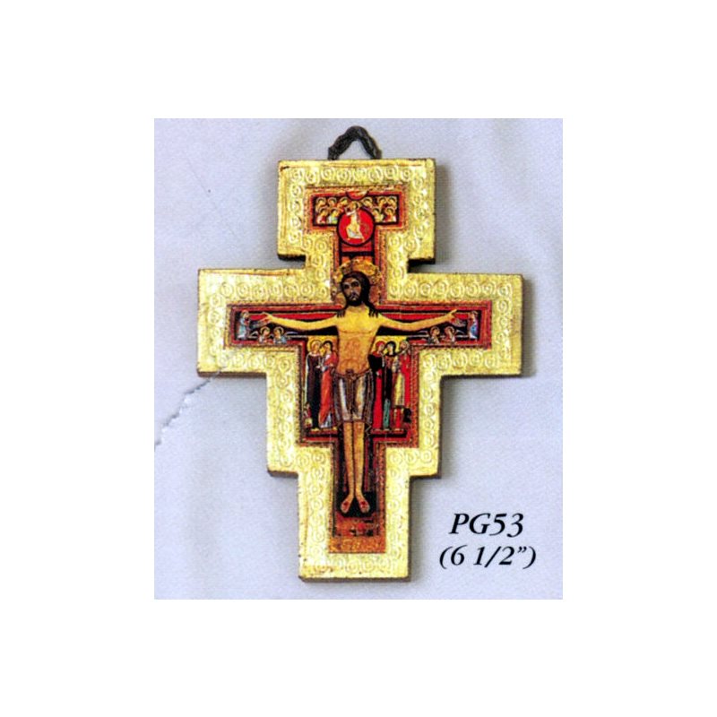 St. Damian Wood Cross, 6.5" (16.5 cm)