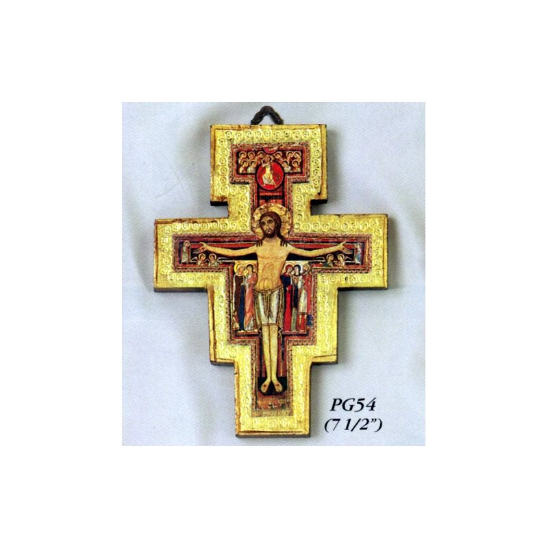 St. Damian Wood Cross, 6.5" (16.5 cm)