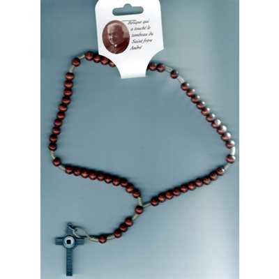 Brother Andre Wood Rosary with relic, 7mm