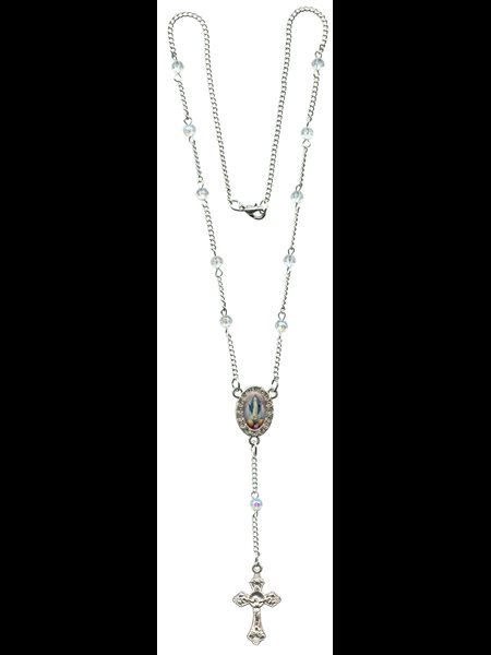 Dizainier necklace, silver chain with 4mm white grain