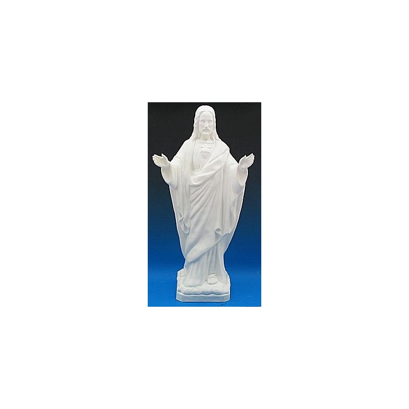 Statue ext. Sacré-Coeur bénissant 24'' (61 cm) blanche polyu