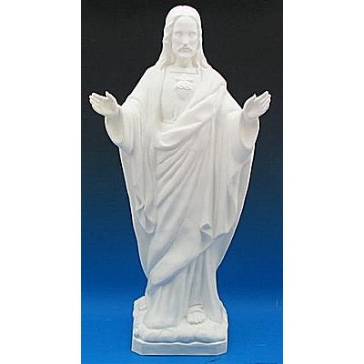 Statue ext. Sacré-Coeur bénissant 24'' (61 cm) blanche polyu