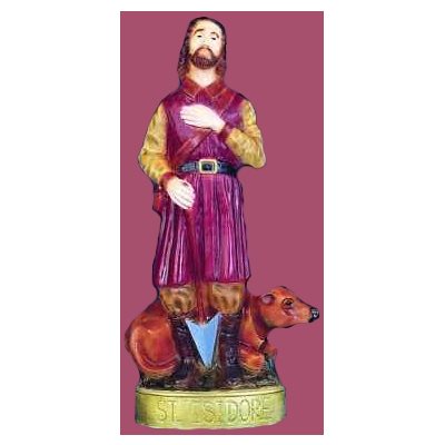 Statue ext. Saint Isidore 24'' (61 cm) couleur polyuréthane