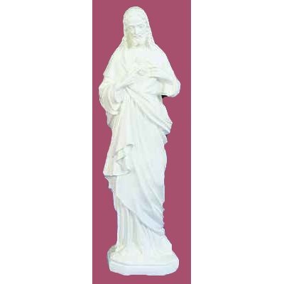 Sacred Heart of Jesus White Vinyl Compo. Outdoor Statue, 24"