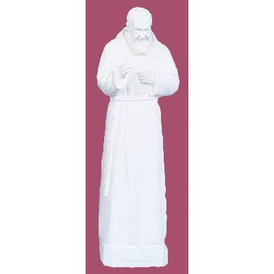 Statue ext. Padré Pio 24'' (61 cm) blanche polyuréyhane