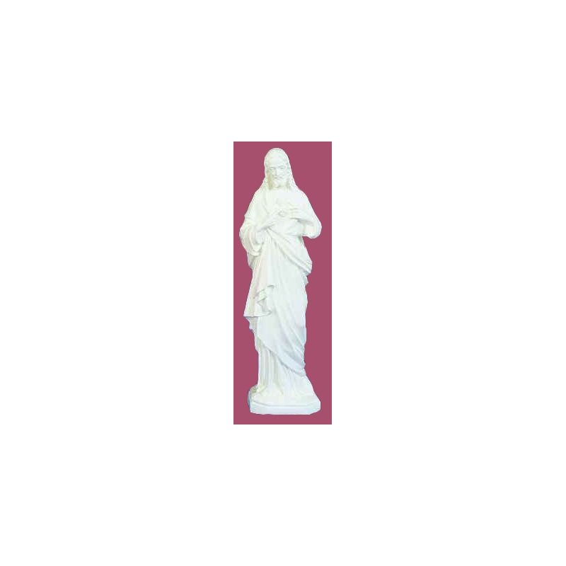 Statue ext. Sacré-Coeur de Jésus 32'' (81 cm) blanche polyu.