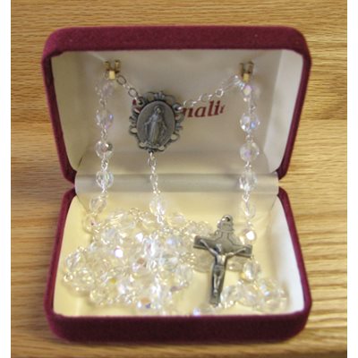 Crystal Rosary with Relic of St. Brother Andre, 8x6 mm