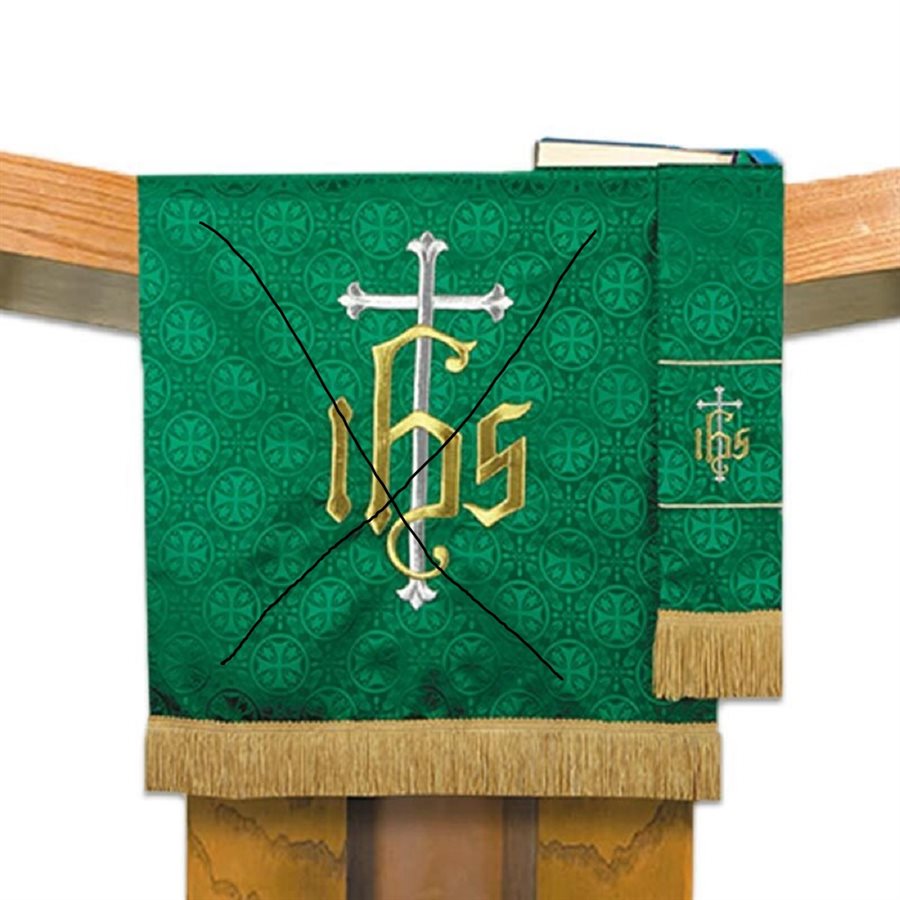 Signet Marque-Page en tissus Jacquard Croix de Malte Vert