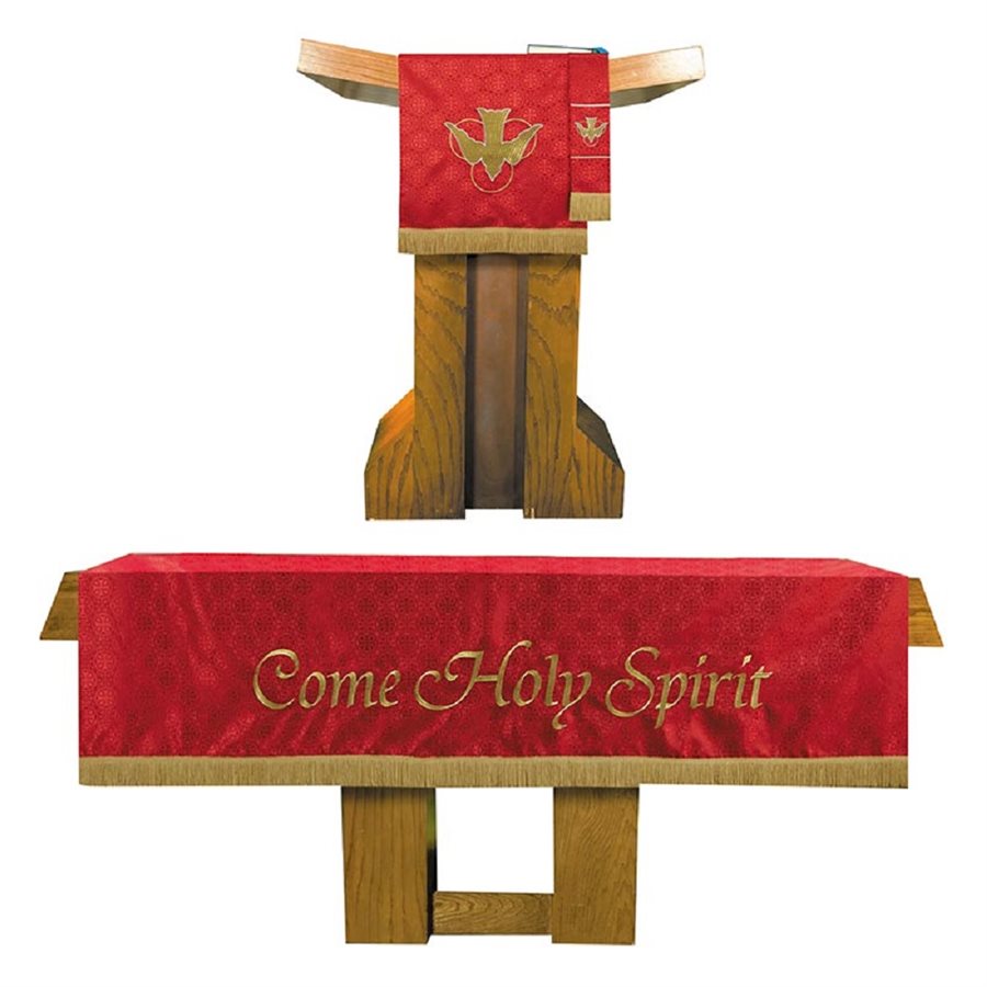 Three Piece Maltese Cross Jacquard Parament Set - Red
