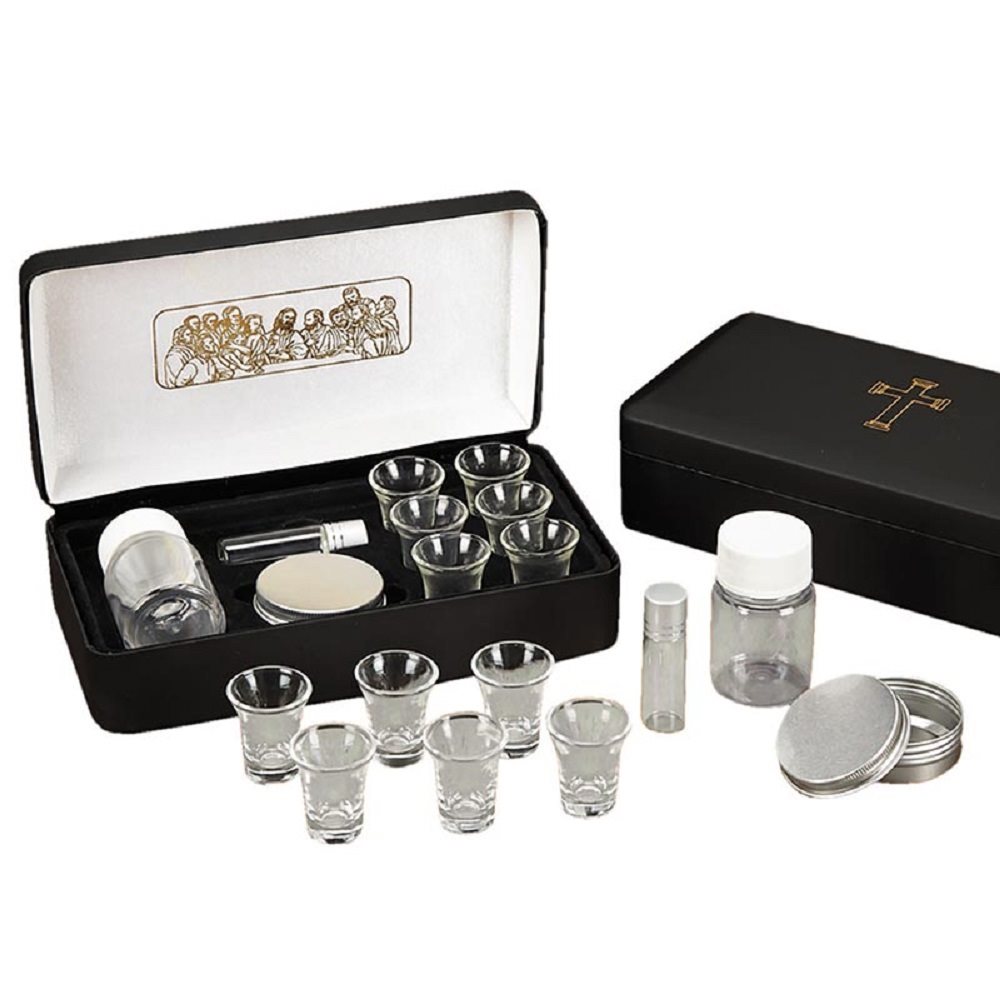 Last Supper Metal Hinged Portable Communion Set