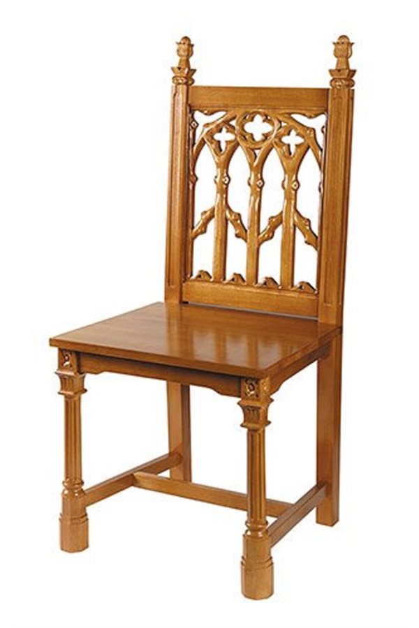 Chaise d'appoint en bois dur d'érable finition chêne moyen
