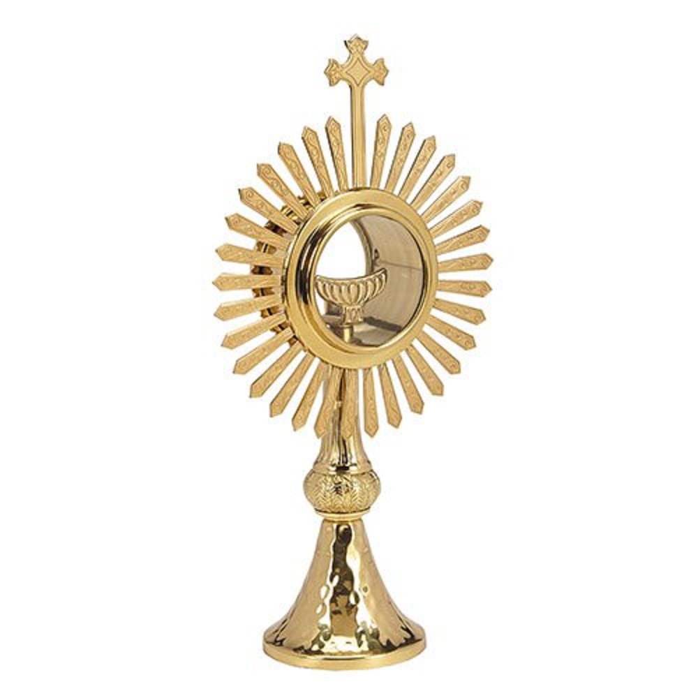 Budded Cross and Ray Monstrance with Luna, 9 1 / 2" H