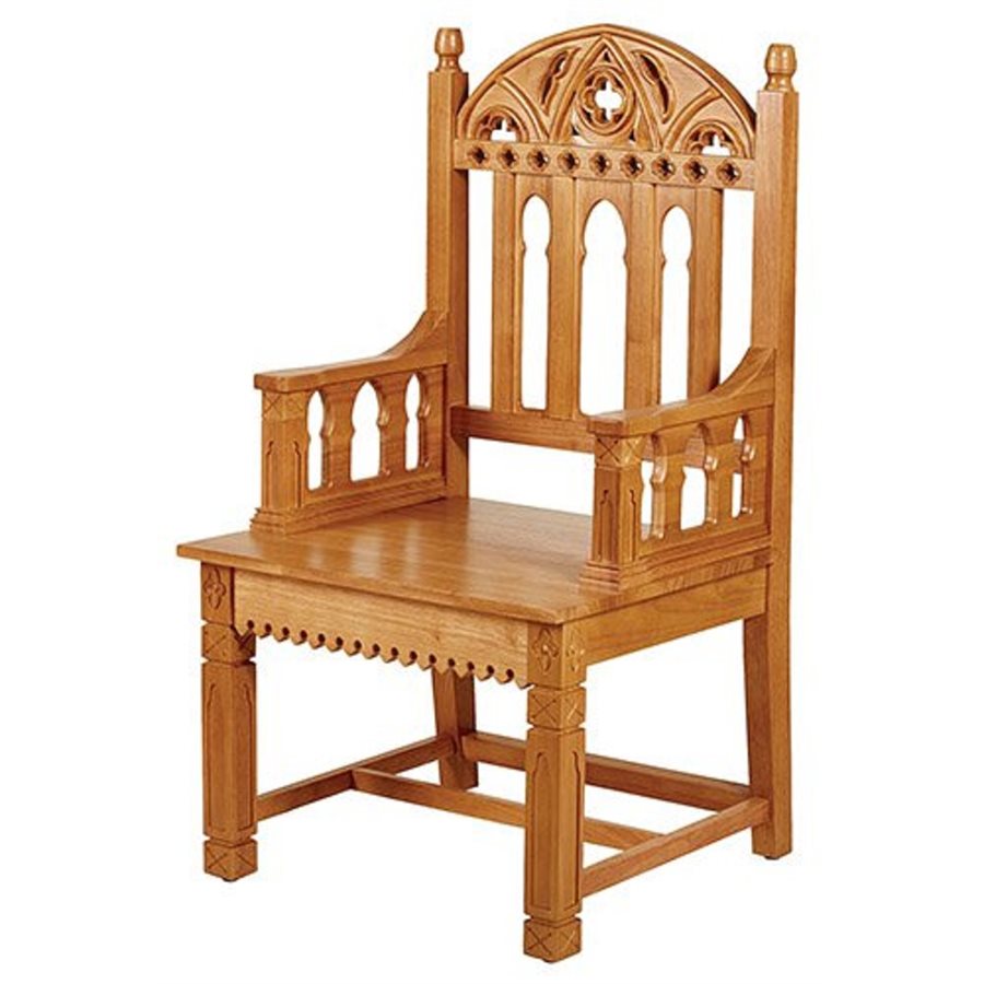 Chaise de Célébrant Gothique - Teinté Chêne pâle