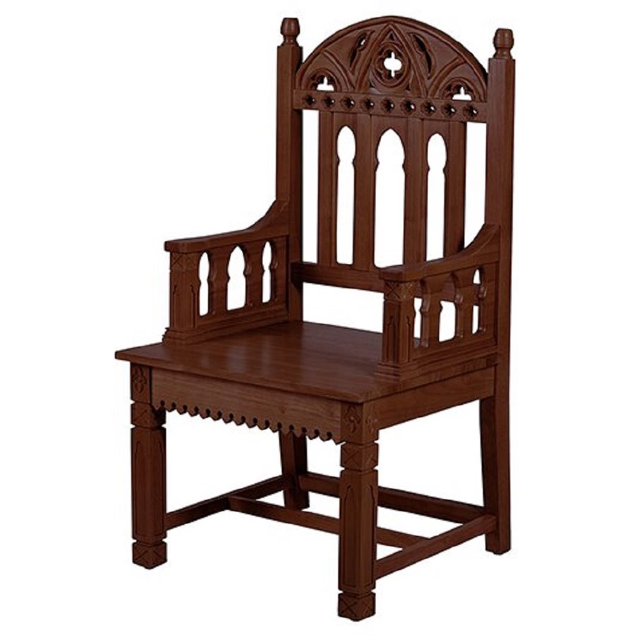 Gothic Celebrant Chair, Maple Hardwood, Walnut Stain