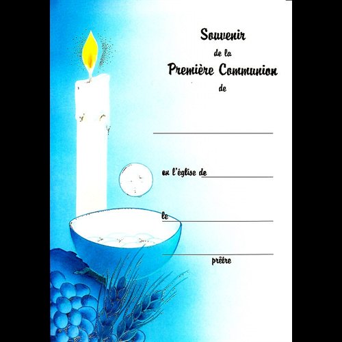 Certificat 1ère communion 7.75" x 11" (20 x 28 cm)  /  un