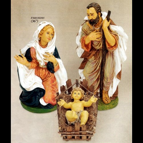 Nativité 36" 91.5 cm) en résine / 3 mcx (Sainte Famille)