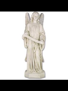 Fiberglass Banner Angel Right Outdoor Statue, 48" (122cm) Ht