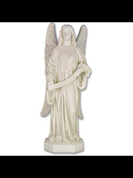 Fiberglass Banner Angel Left Outdoor Statue, 48" (122 cm) Ht