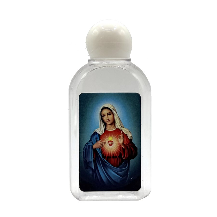 Bouteille eau bénite Sacré Coeur Marie, 4,5 cm x 9 cm