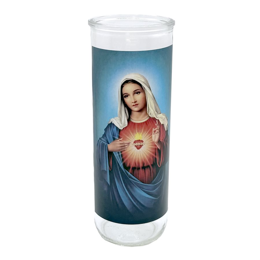 Contenant de verre, Coeur Imm. Marie, 7,6 x 21 cm / un