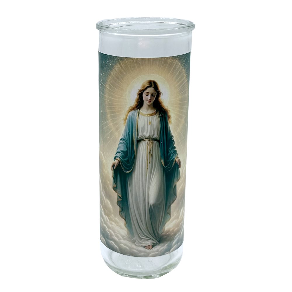 Contenant de verre, Immaculée Conception, 7,6 x 21 cm / un Contenant de verre, Immaculée Conception, 7,6 x 21 cm / un