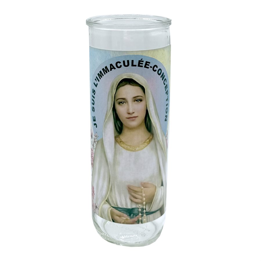Contenant de verre, Notre Dame Lourdes, 7,6 x 21 cm / un