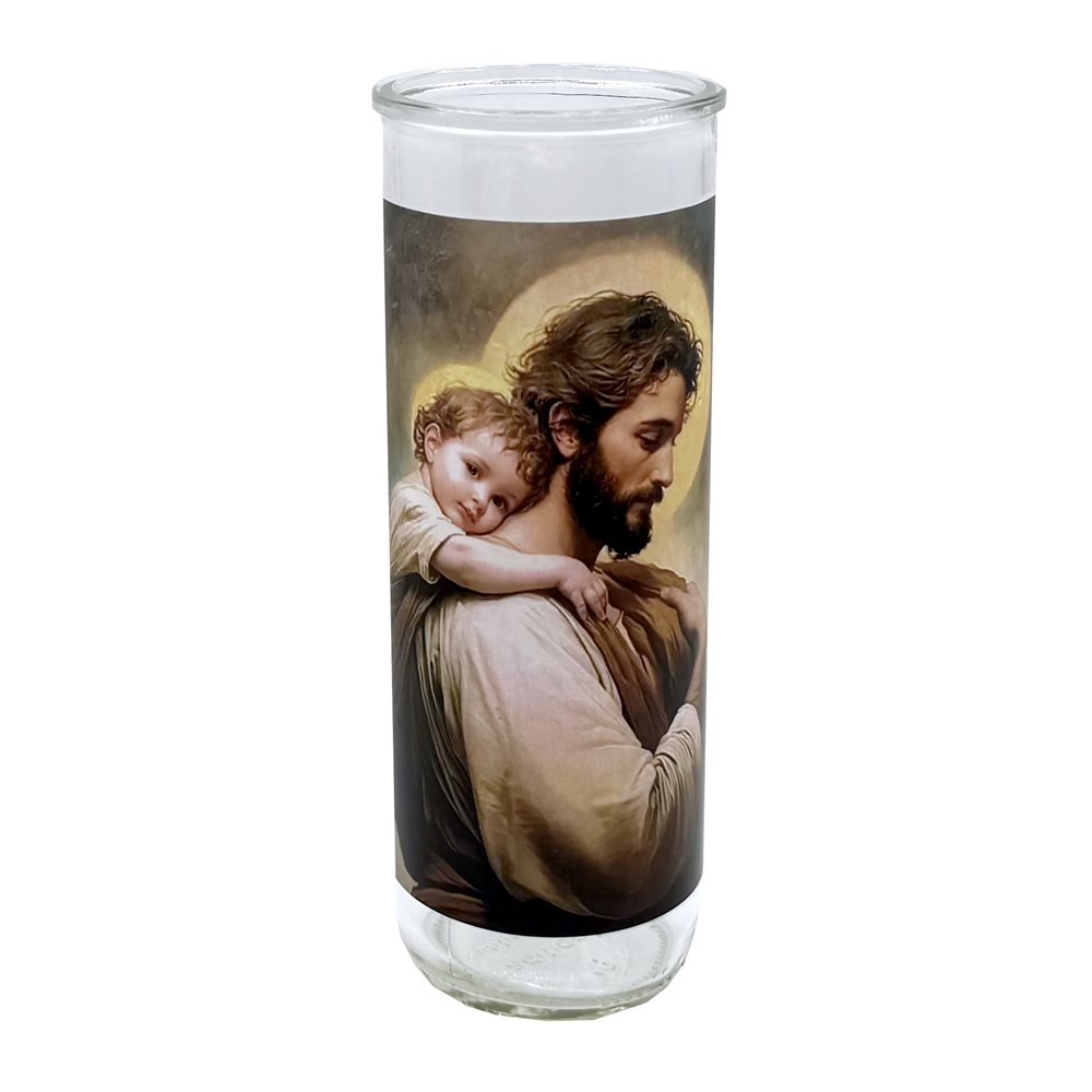Contenant de verre, Saint Joseph, 7,6 x 21 cm / un Contenant de verre, Saint Joseph, 7,6 x 21 cm / un