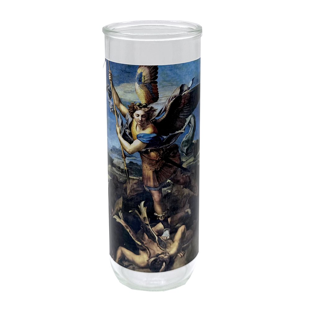 Contenant de verre, Saint Michel, 7,6 x 21 cm / un Contenant de verre, Saint Michel, 7,6 x 21 cm / un